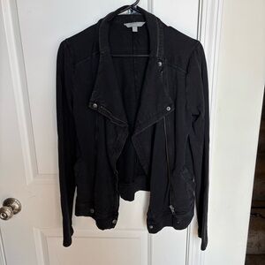 Rubbish Black Soft Motorcycle Style Knit Jacket for Women